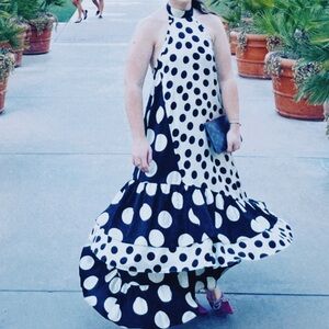 Polka Dot Halter Long Dress